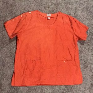 Vintage Plus Size Orange Linen Top